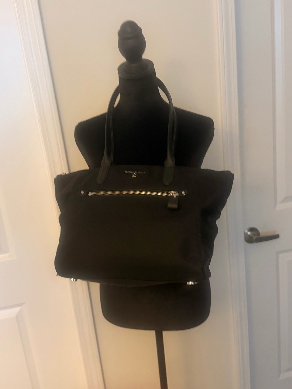 Michael Kors Kelsey Black Nylon Tote with Front Zip Pocket